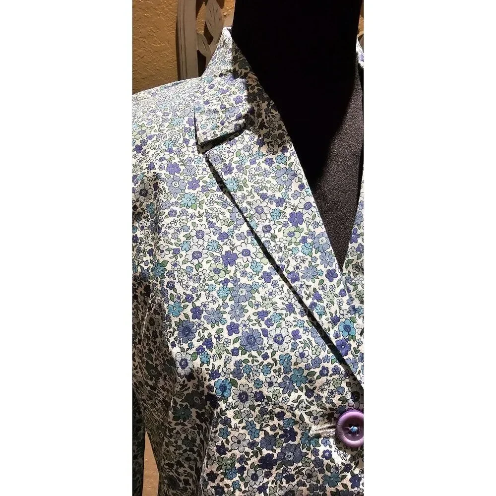 Van Heusen Women's L Summer Floral Button-Up Garden 3/4 Sleeve Blazer - Picture 2 of 6